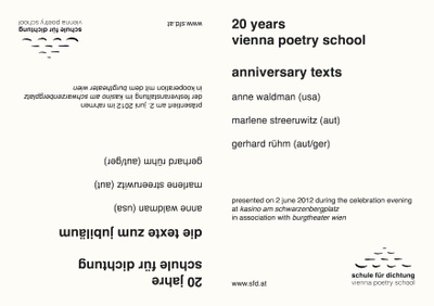vienna poetry school (ed.): 20 years vienna poetry school – anniversary texts